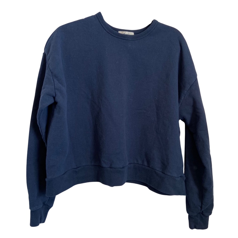 ICHI Antiquites Navy Blue Cotton Crewneck Sweatshirt Pullover Japan One Size